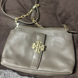 Tory Burch Gray and Gold Crossbody Bag